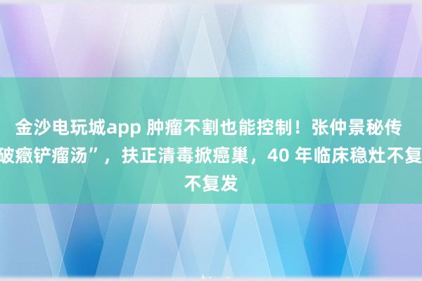 金沙電玩城app 腫瘤不割也能控制！張仲景秘傳 “破癥鏟瘤湯”，扶正清毒掀癌巢，40 年臨床穩灶不復發