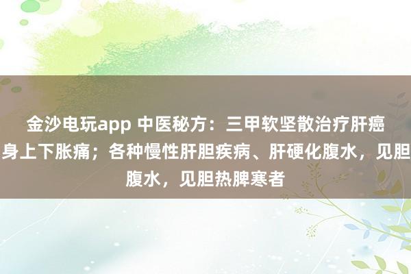 金沙電玩app 中醫秘方：三甲軟堅散治療肝癌；治療周身上下脹痛；各種慢性肝膽疾病、肝硬化腹水，見膽熱脾寒者