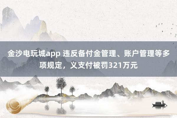 金沙電玩城app 違反備付金管理、賬戶管理等多項規定，義支付被罰321萬元