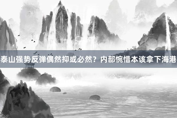 泰山強(qiáng)勢(shì)反彈偶然抑或必然??jī)?nèi)部惋惜本該拿下海港