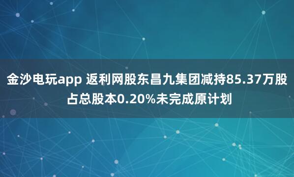 金沙電玩app 返利網股東昌九集團減持85.37萬股 占總股本0.20%未完成原計劃