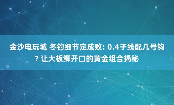 金沙電玩城 冬釣細(xì)節(jié)定成敗: 0.4子線配幾號鉤? 讓大板鯽開口的黃金組合揭秘