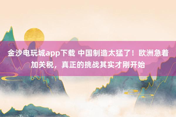 金沙電玩城app下載 中國制造太猛了!歐洲急著加關(guān)稅,真正的挑戰(zhàn)其實才剛開始